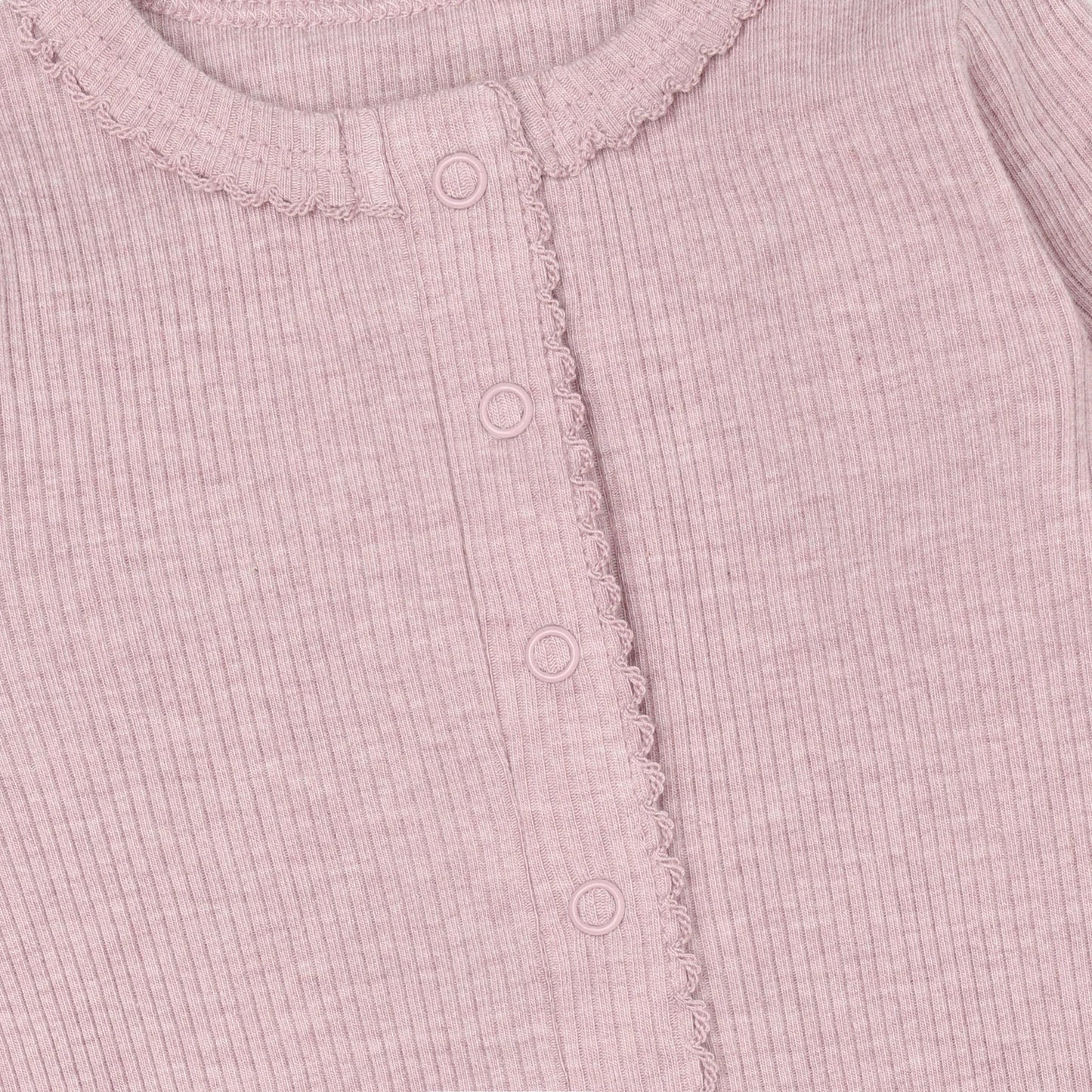 Fixoni Romper LS Melange Rib - Pale Mauve Melange
