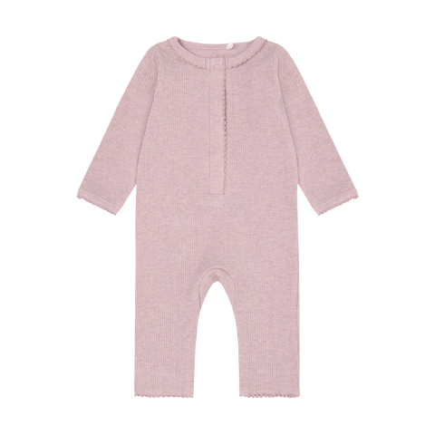 Fixoni Romper LS Melange Rib - Pale Mauve Melange