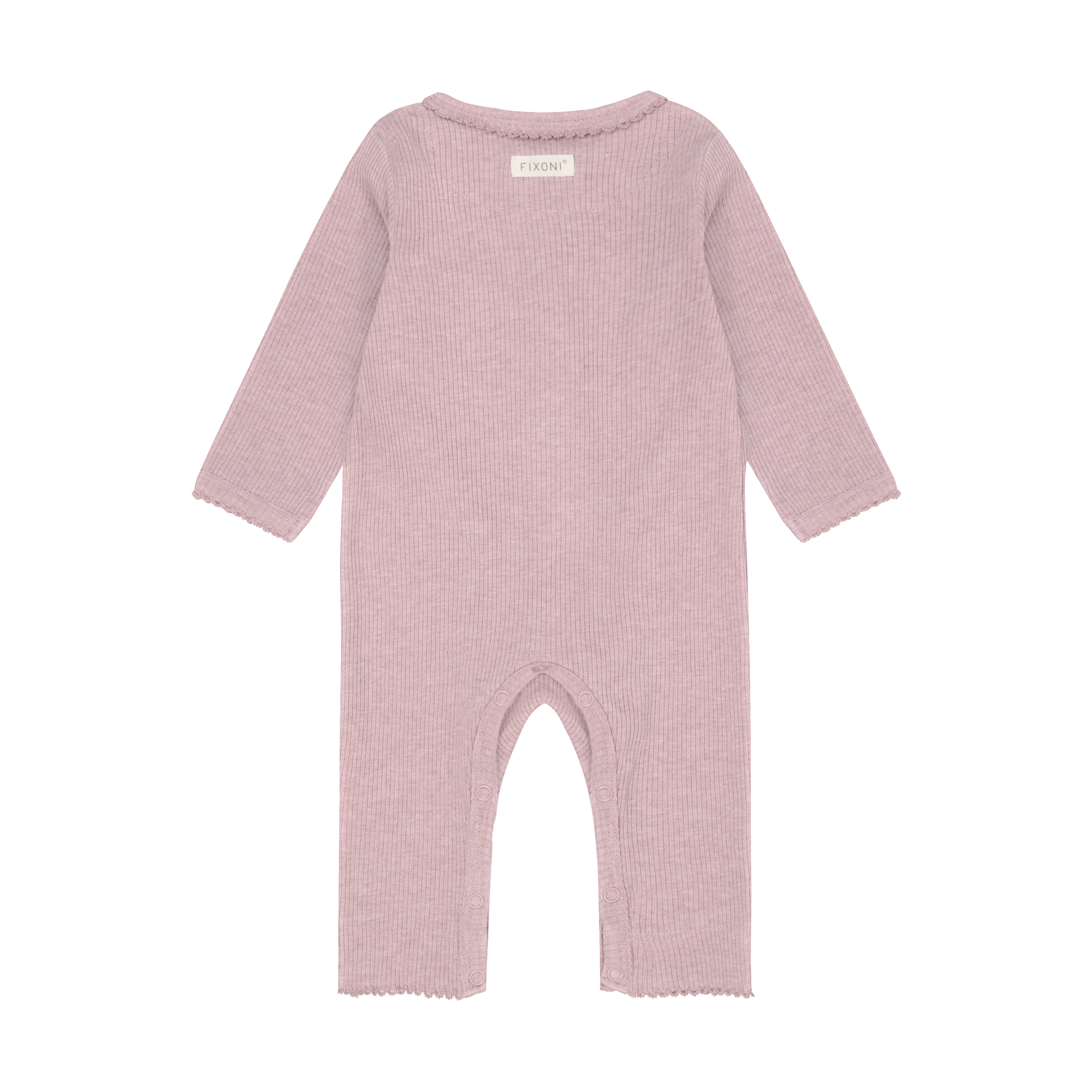 Fixoni Romper LS Melange Rib - Pale Mauve Melange