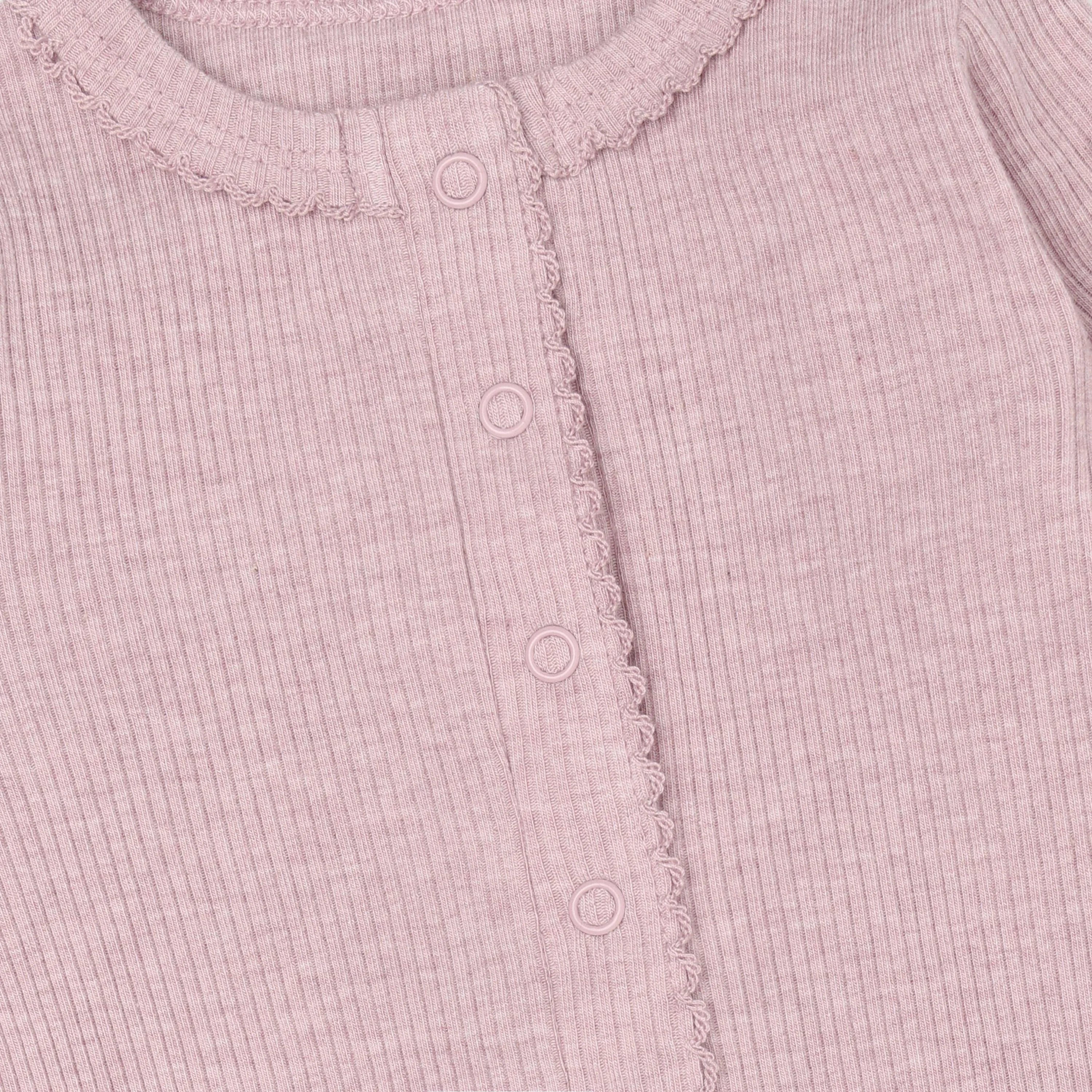 Fixoni Romper LS Melange Rib - Pale Mauve Melange
