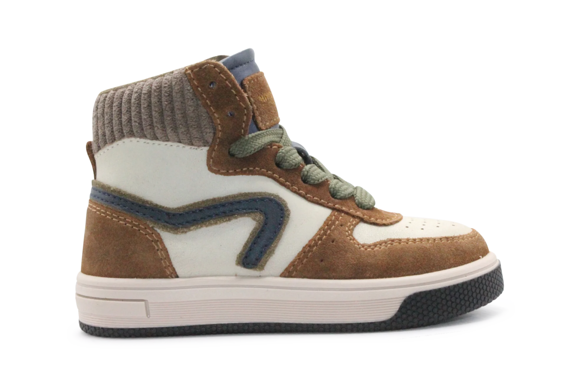 Hip Hoge Sneaker H1301 Naturel Leer & Suède – Veter en Rits
