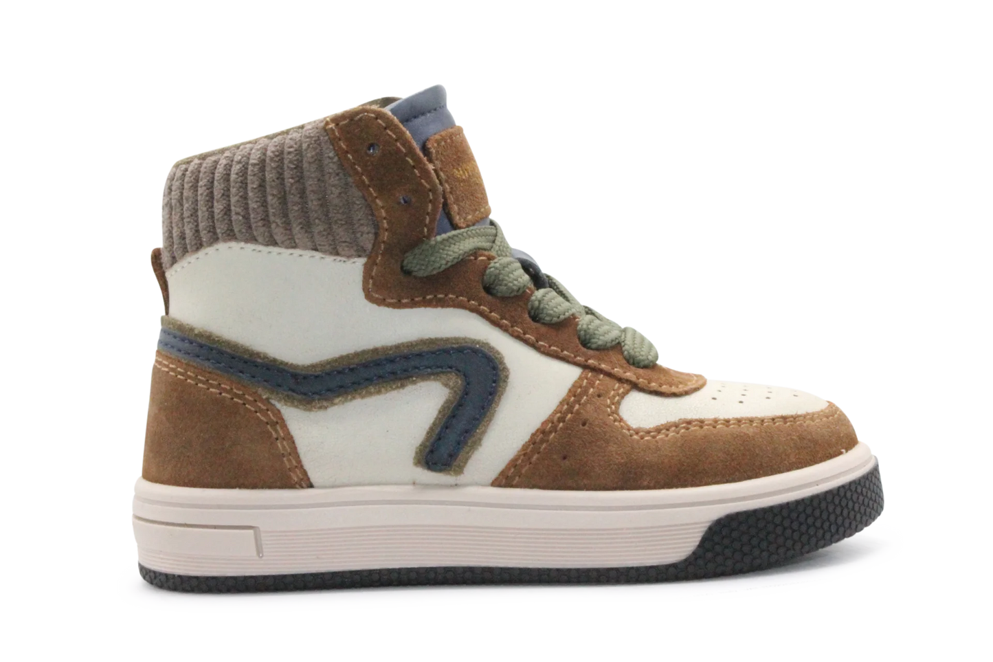 Hip Hoge Sneaker H1301 Naturel Leer & Suède – Veter en Rits