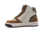 Hip Hoge Sneaker H1301 Naturel Leer & Suède – Veter en Rits