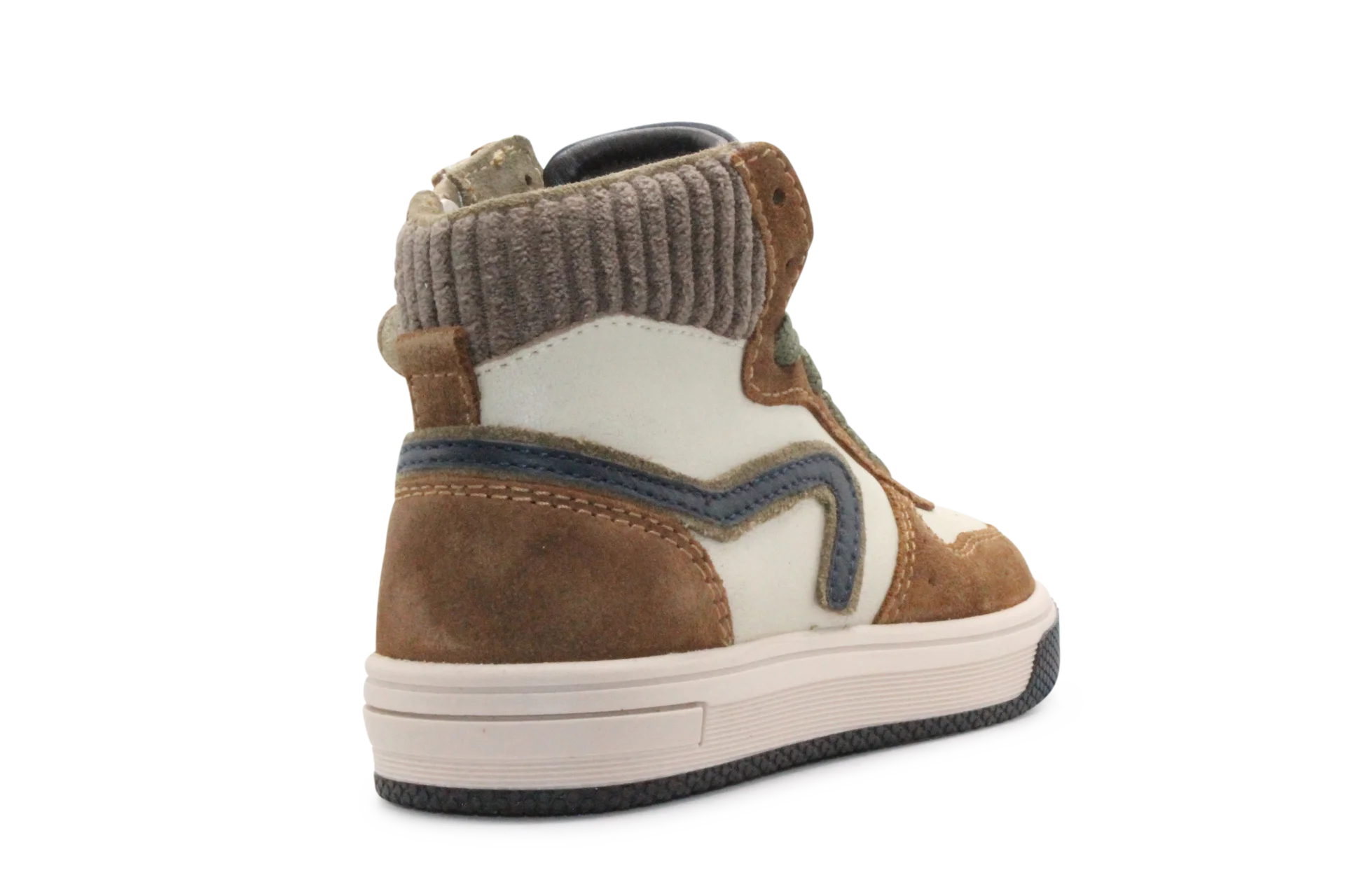 Hip Hoge Sneaker H1301 Naturel Leer & Suède – Veter en Rits