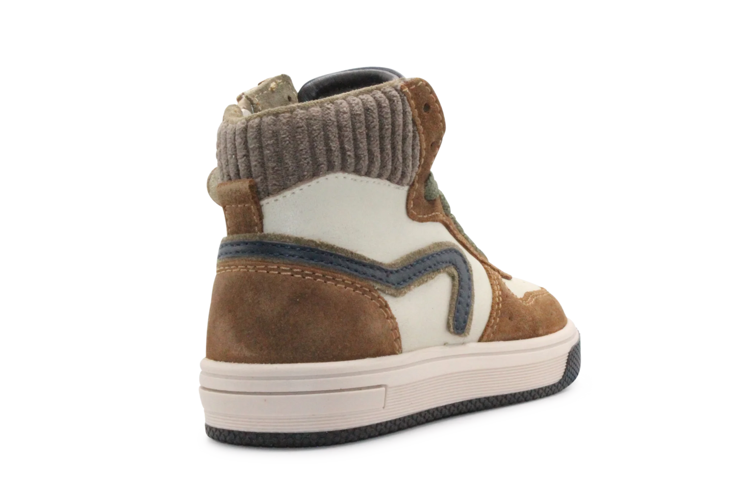 Hip Hoge Sneaker H1301 Naturel Leer & Suède – Veter en Rits
