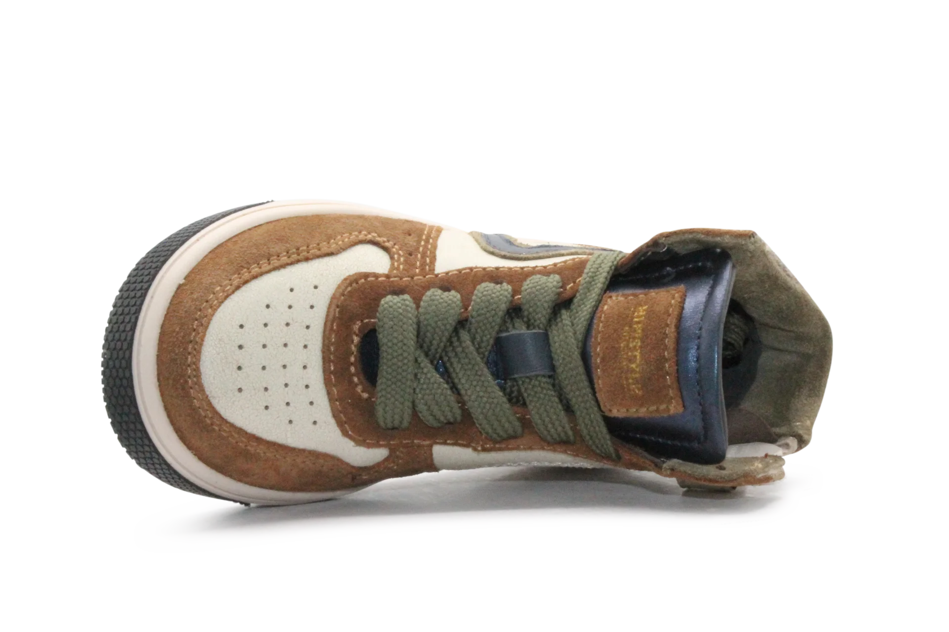 Hip Hoge Sneaker H1301 Naturel Leer & Suède – Veter en Rits