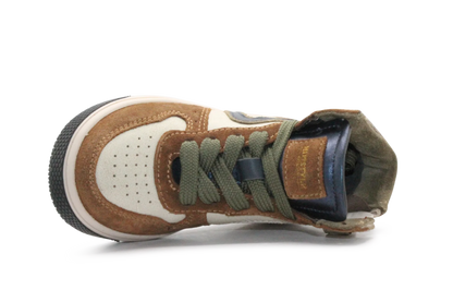 Hip Hoge Sneaker H1301 Naturel Leer & Suède – Veter en Rits