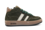 Hip Hoge Sneaker H1102 Groen Leer & Suède – Veter en Rits