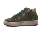 Hip Hoge Sneaker H1102 Groen Leer & Suède – Veter en Rits