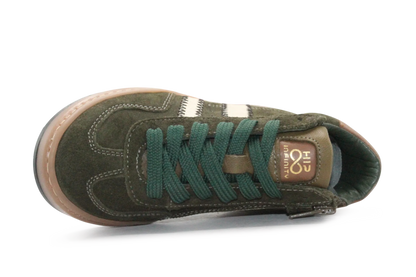Hip Hoge Sneaker H1102 Groen Leer & Suède – Veter en Rits