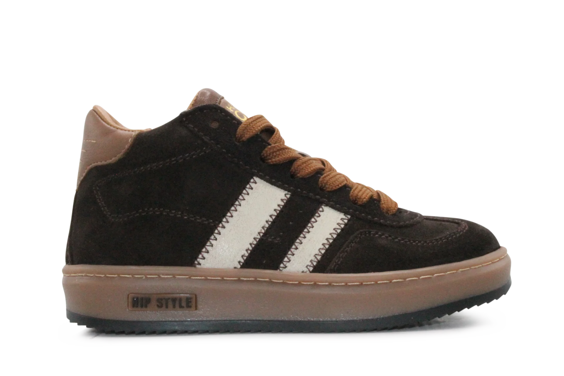 Hip Hoge Sneaker H1102 Bruin Leer & Suède – Veter en Rits