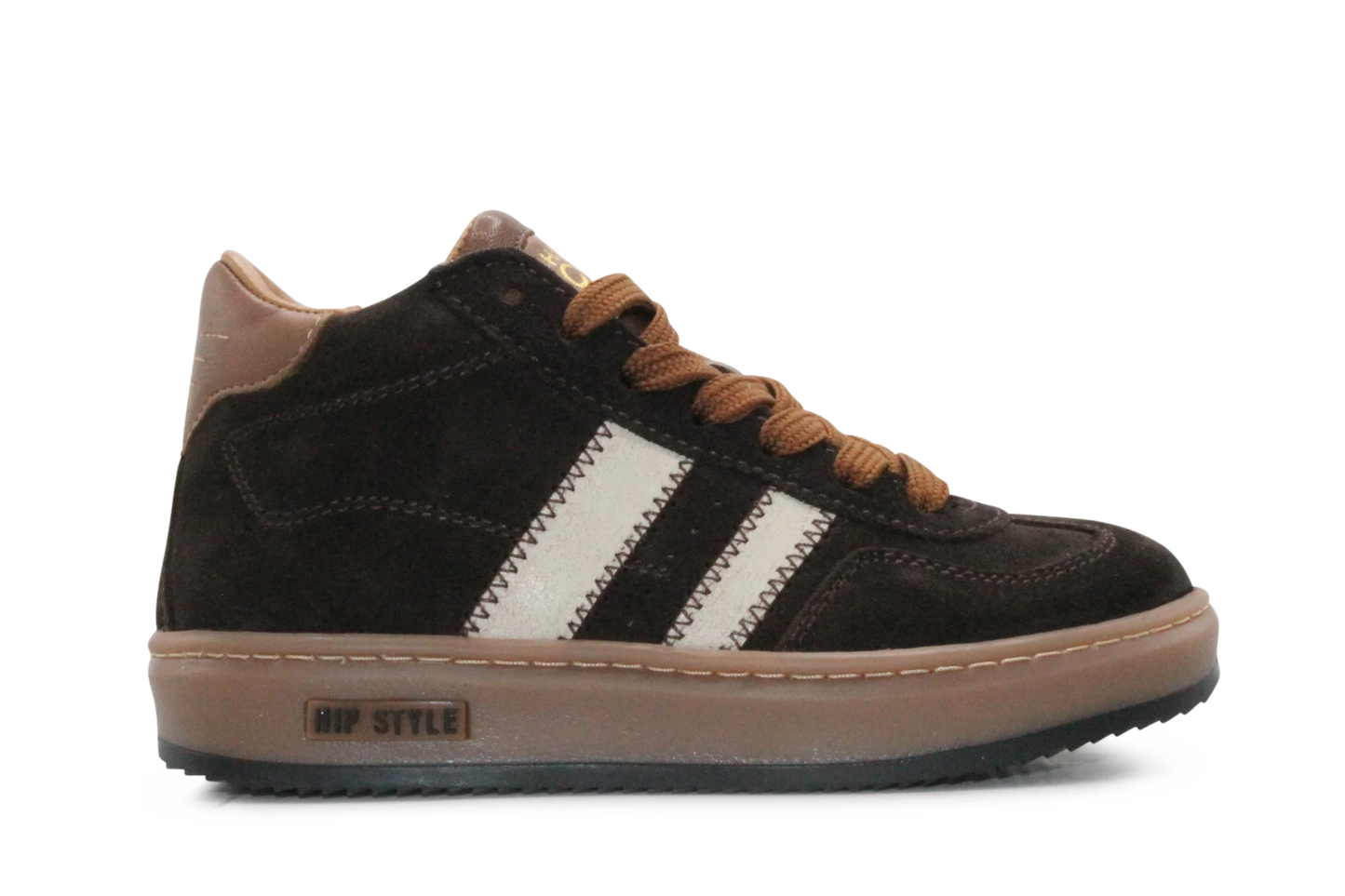 Hip Hoge Sneaker H1102 Bruin Leer & Suède – Veter en Rits