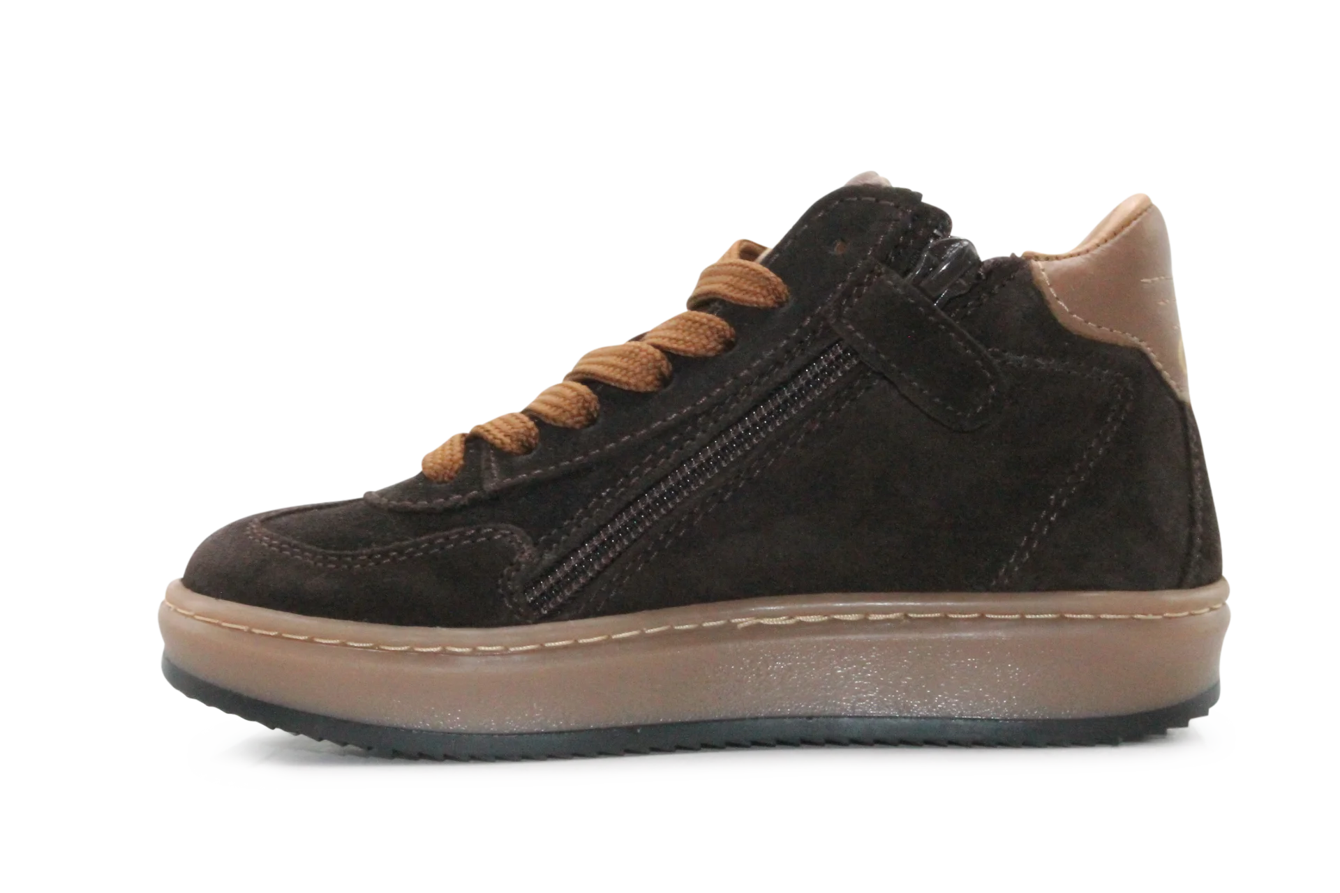 Hip Hoge Sneaker H1102 Bruin Leer & Suède – Veter en Rits