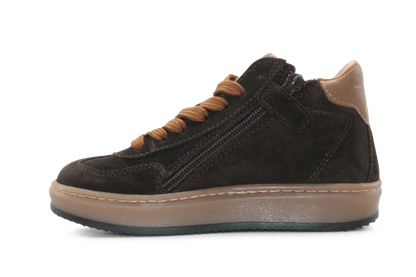 Hip Hoge Sneaker H1102 Bruin Leer & Suède – Veter en Rits