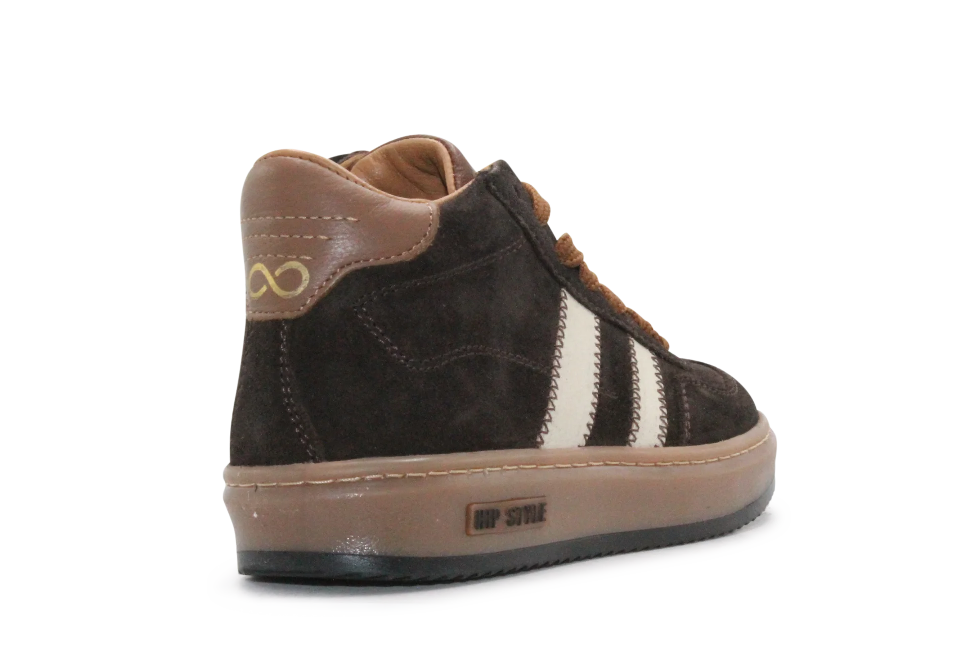 Hip Hoge Sneaker H1102 Bruin Leer & Suède – Veter en Rits