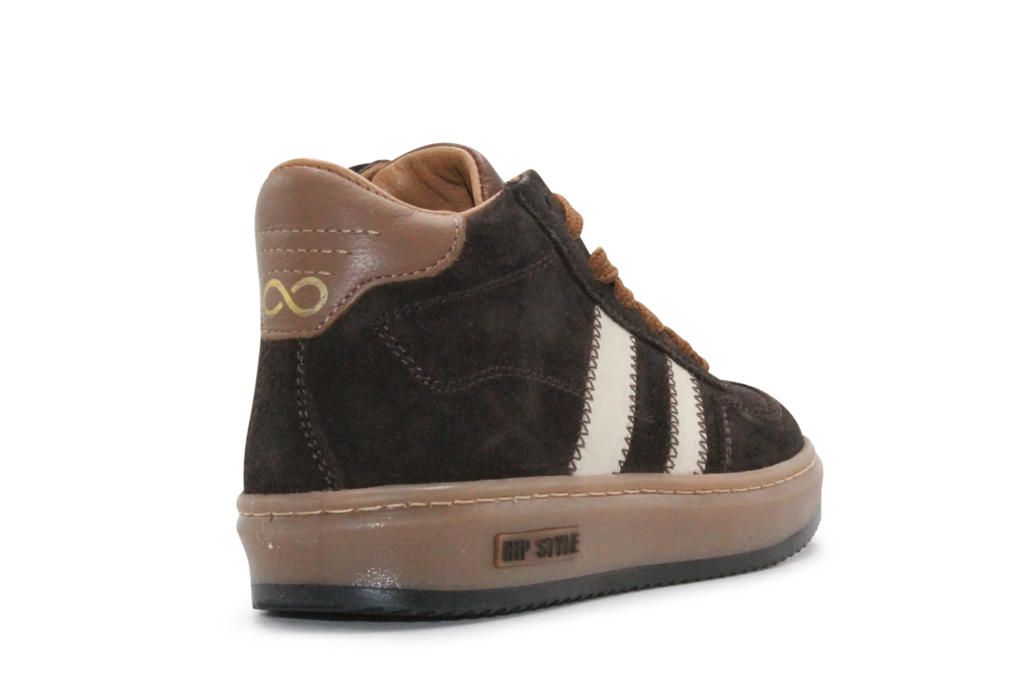 Hip Hoge Sneaker H1102 Bruin Leer & Suède – Veter en Rits