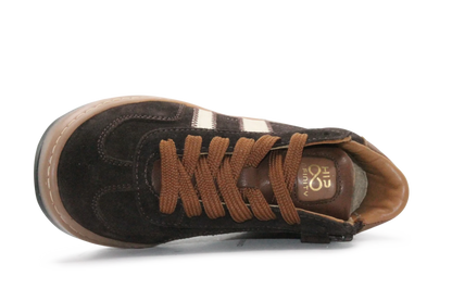 Hip Hoge Sneaker H1102 Bruin Leer & Suède – Veter en Rits