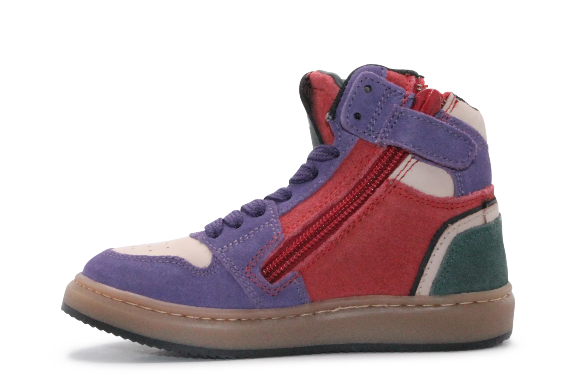 Hip Hoge Sneaker H1301 Paars Leer & Suède – Veter en Rits