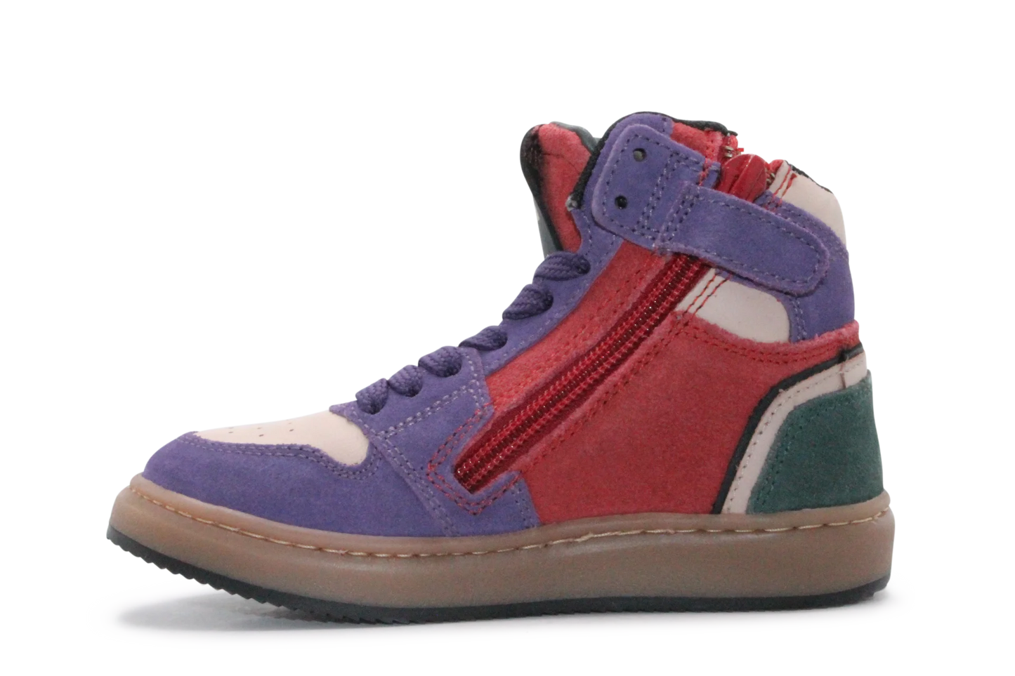 Hip Hoge Sneaker H1301 Paars Leer & Suède – Veter en Rits