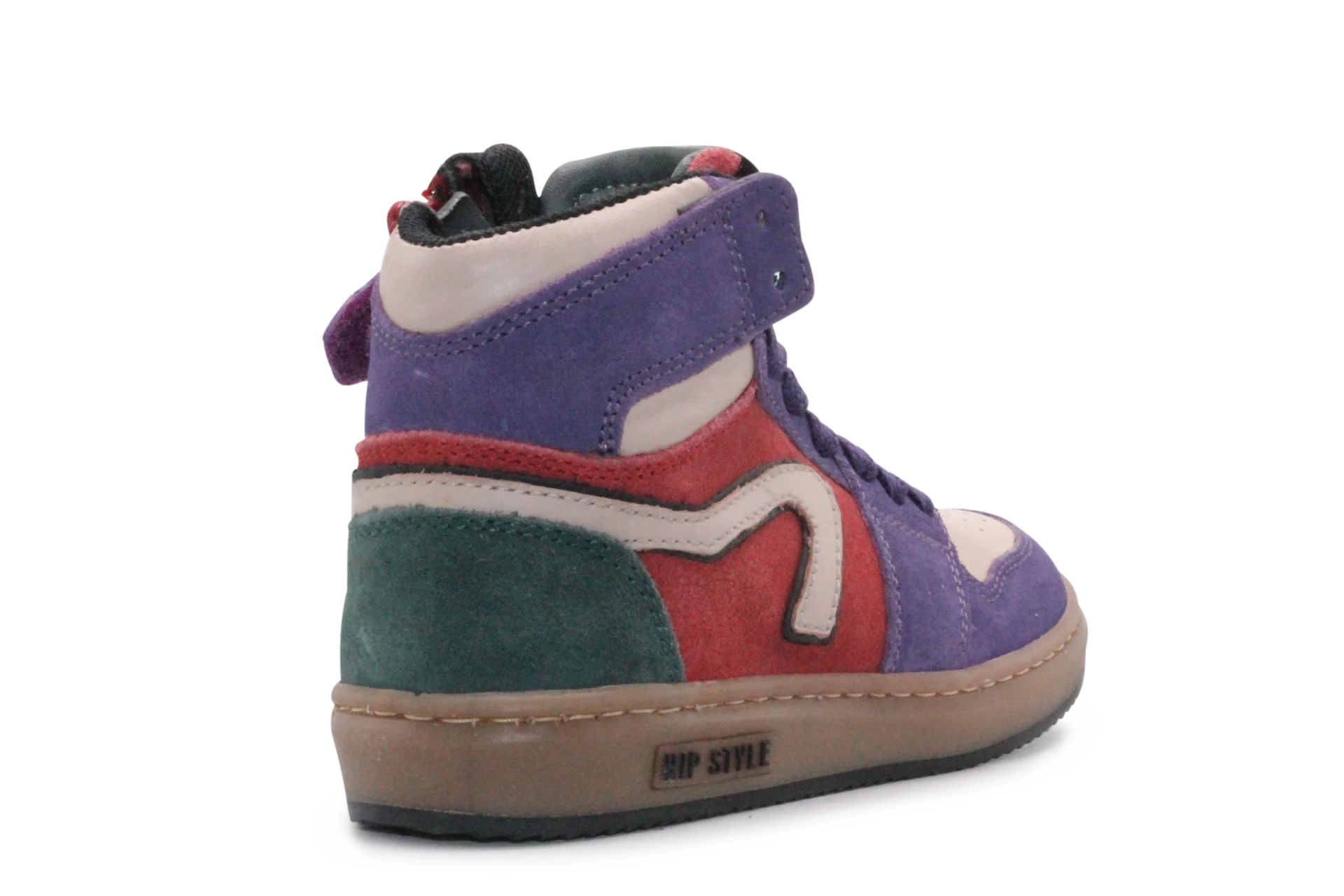 Hip Hoge Sneaker H1301 Paars Leer & Suède – Veter en Rits