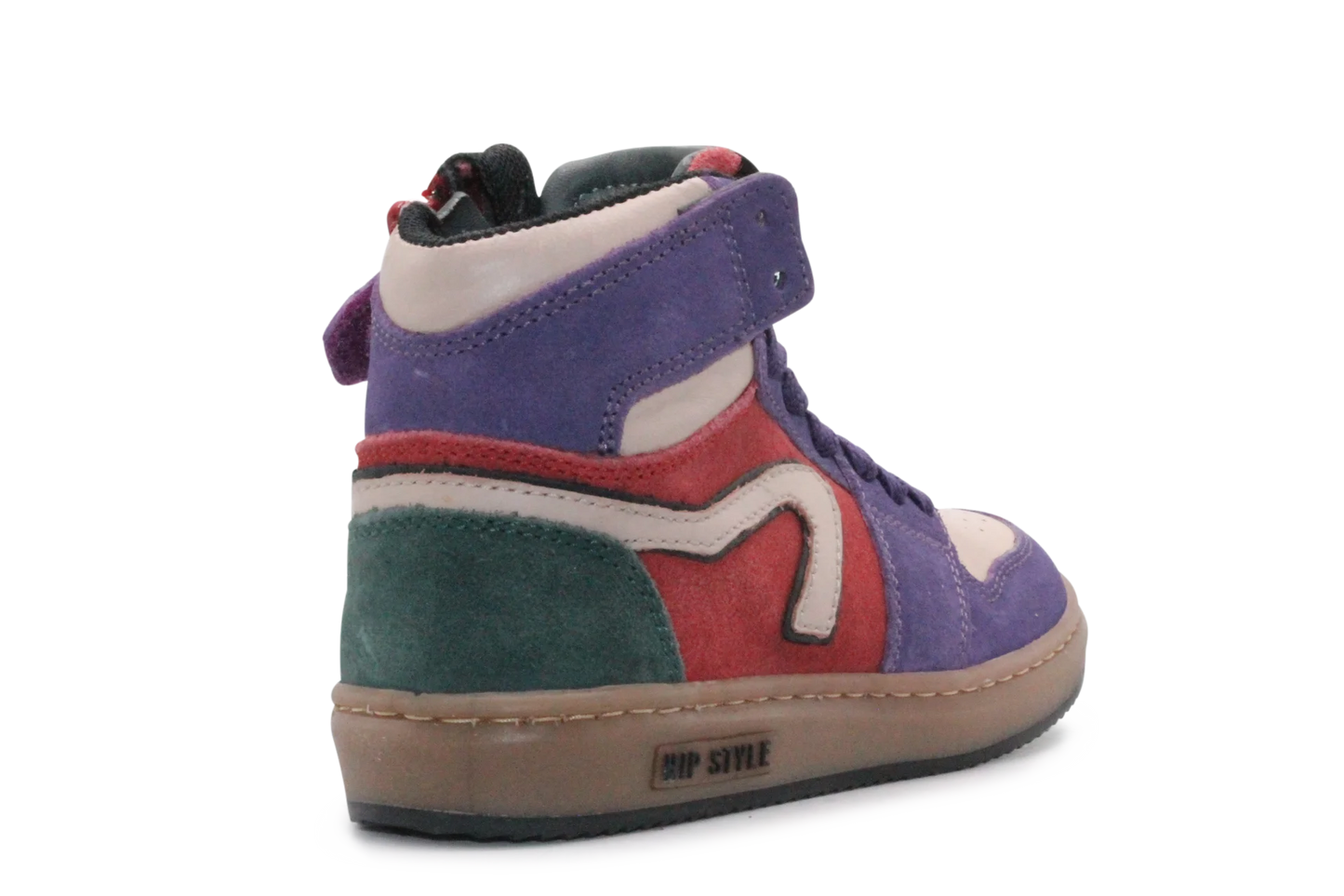 Hip Hoge Sneaker H1301 Paars Leer & Suède – Veter en Rits