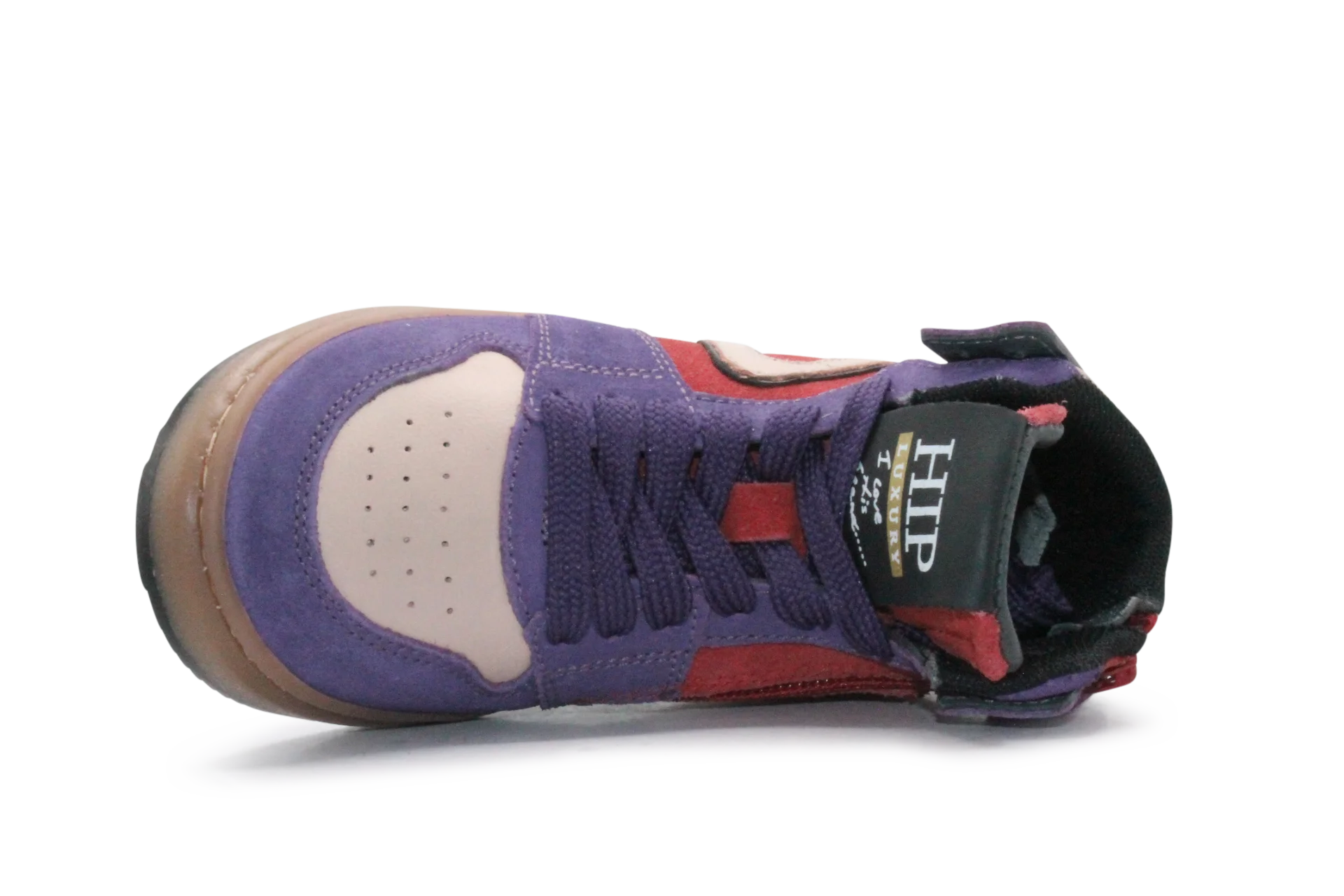Hip Hoge Sneaker H1301 Paars Leer & Suède – Veter en Rits