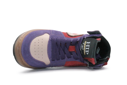 Hip Hoge Sneaker H1301 Paars Leer & Suède – Veter en Rits