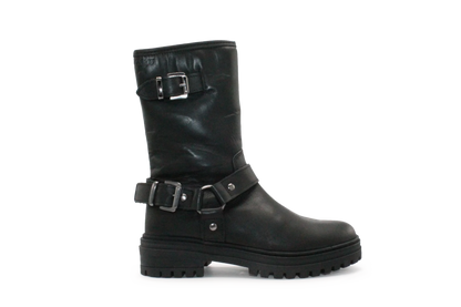 Giga G4481 Meisjes Bikerboots Zwart Leer  - Smalle pasvorm