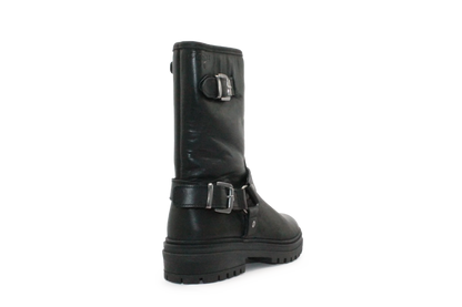 Giga G4481 Meisjes Bikerboots Zwart Leer  - Smalle pasvorm