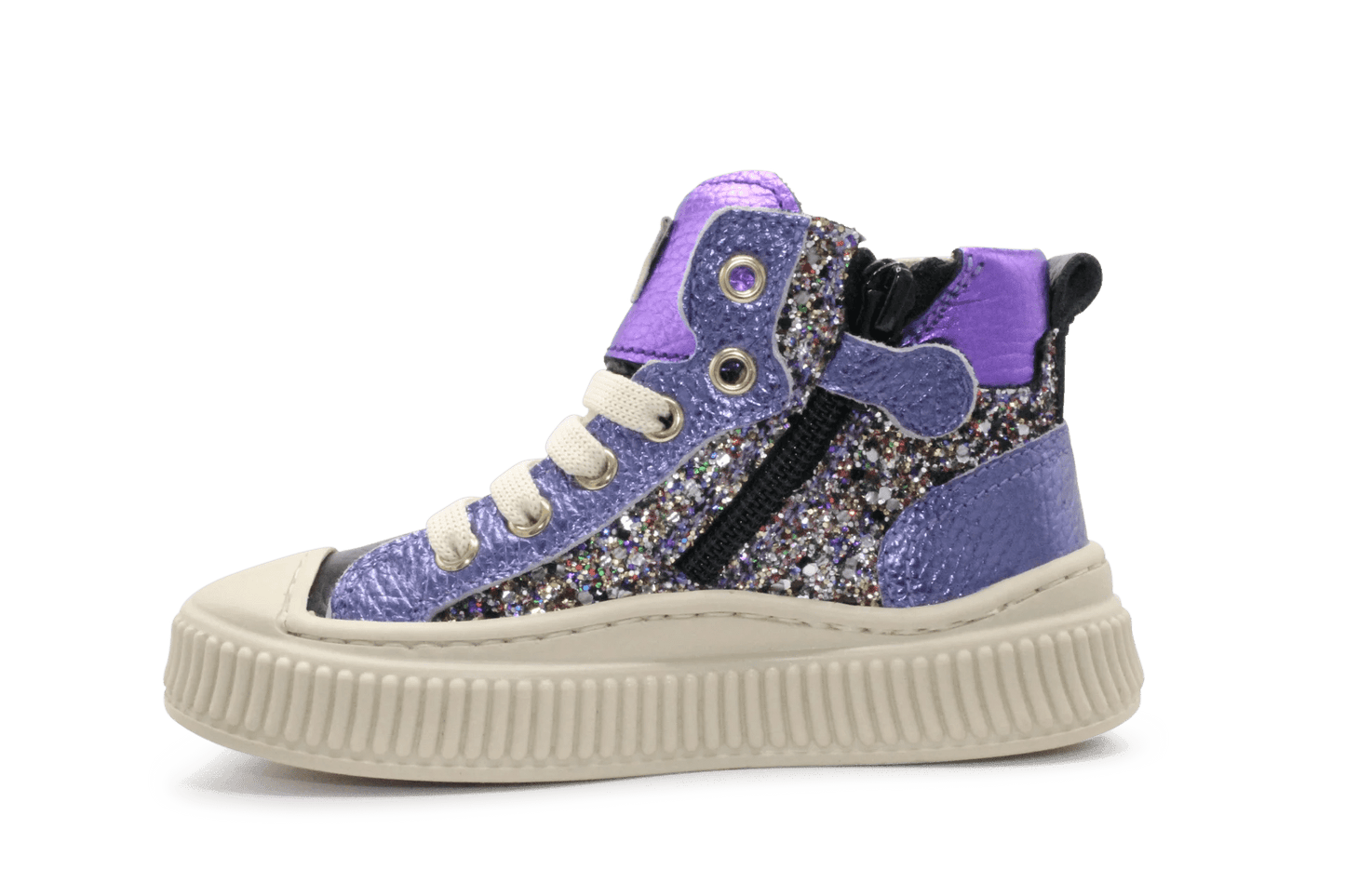 Beberlis Meisjes Sneaker Glitter - Paars - hatshoe