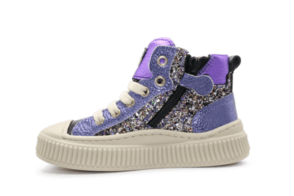 Beberlis Meisjes Sneaker Glitter - Paars - hatshoe