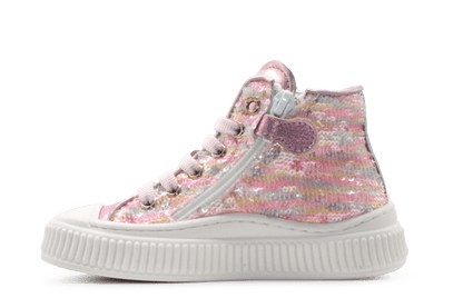 Beberlis Meisjes Sneaker Glitter - Roze - hatshoe