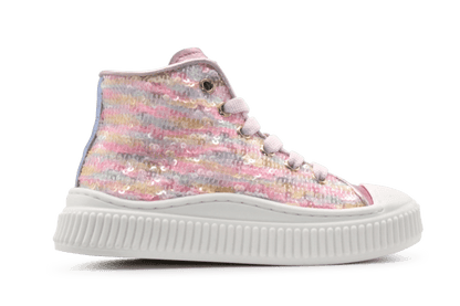 Beberlis Meisjes Sneaker Glitter - Roze - hatshoe