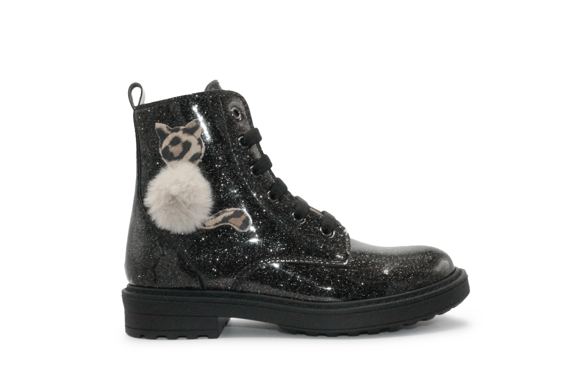 Beberlis Veterboots Poesje 24753 - Zwart - hatshoe