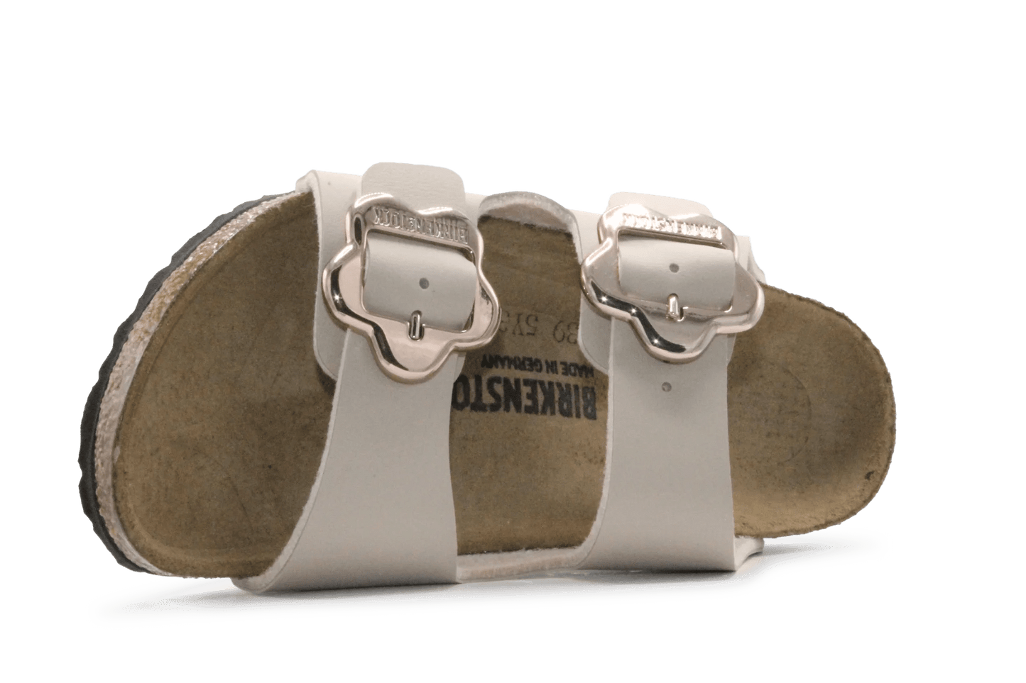 Birkenstock Slipper Arizona Flower Buckle - Beige - hatshoe