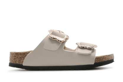 Birkenstock Slipper Arizona Flower Buckle - Beige - hatshoe