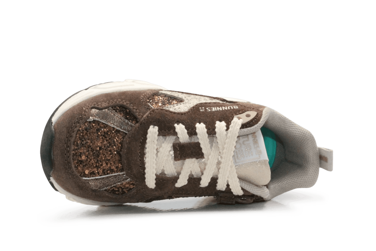 BunniesJR Daan Dash Meisjes Sneaker - Donkerbruin - hatshoe