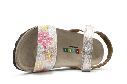 Chili Sandaal Flowers - Glitter - hatshoe