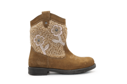 Clic Cowboylaars Meisjes CL - 21102 - Cognac Bloemetjes - hatshoe