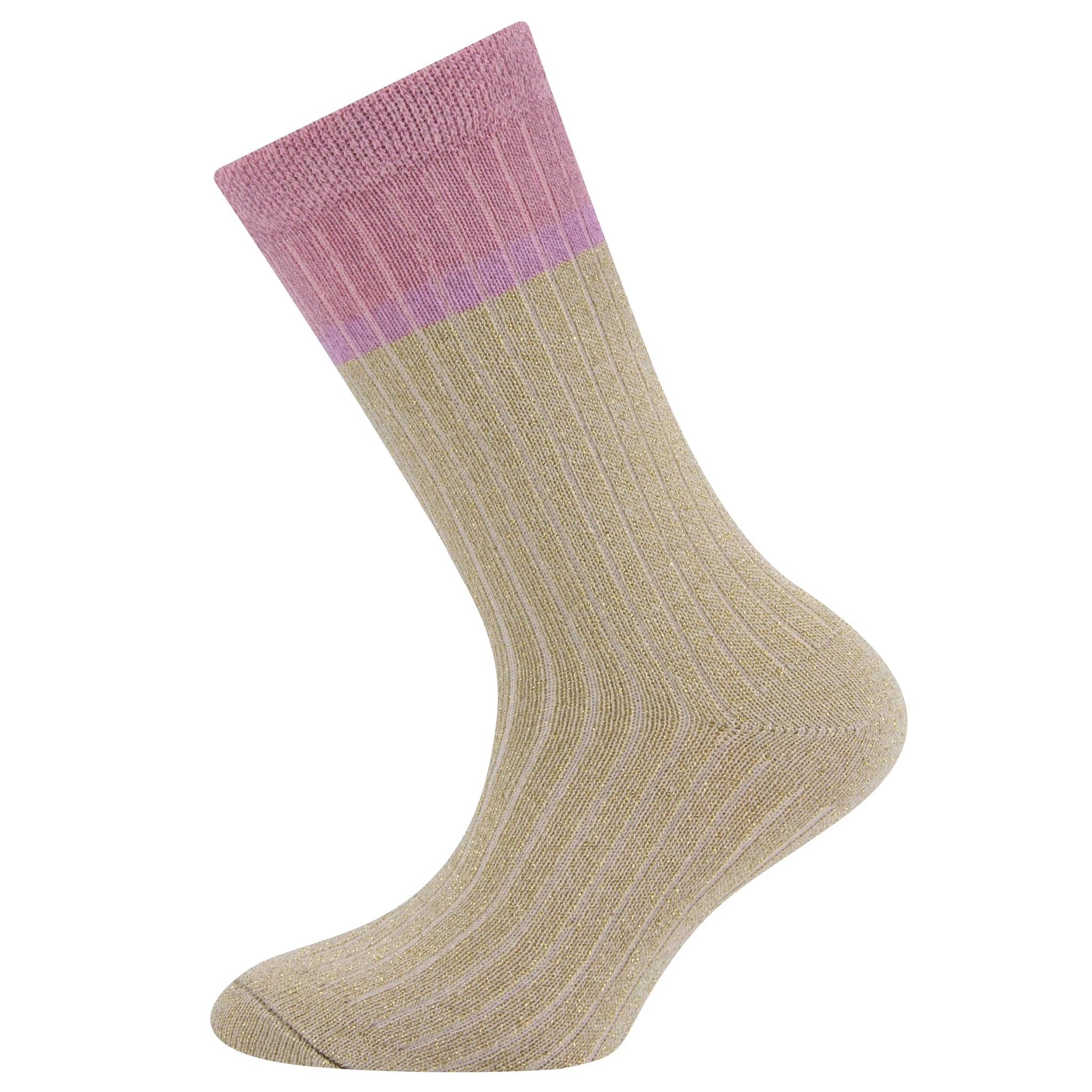 Ewers Sokken Rib/Glitter donker beige mêlee