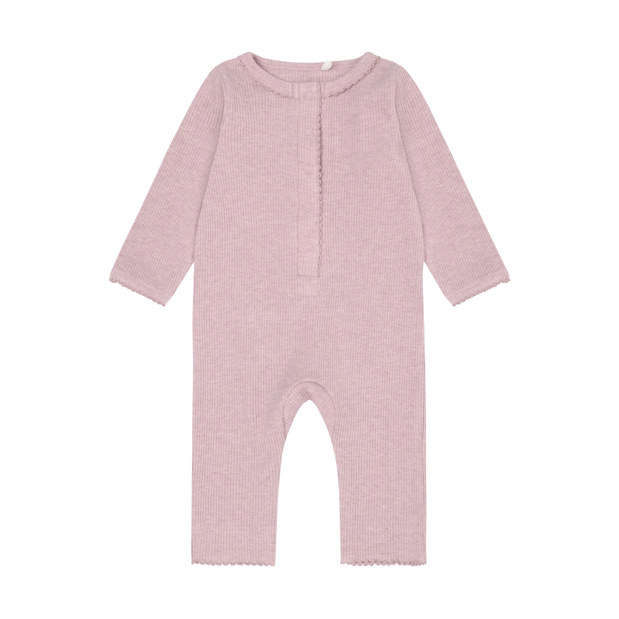 Fixoni Romper LS Melange Rib - Pale Mauve Melange