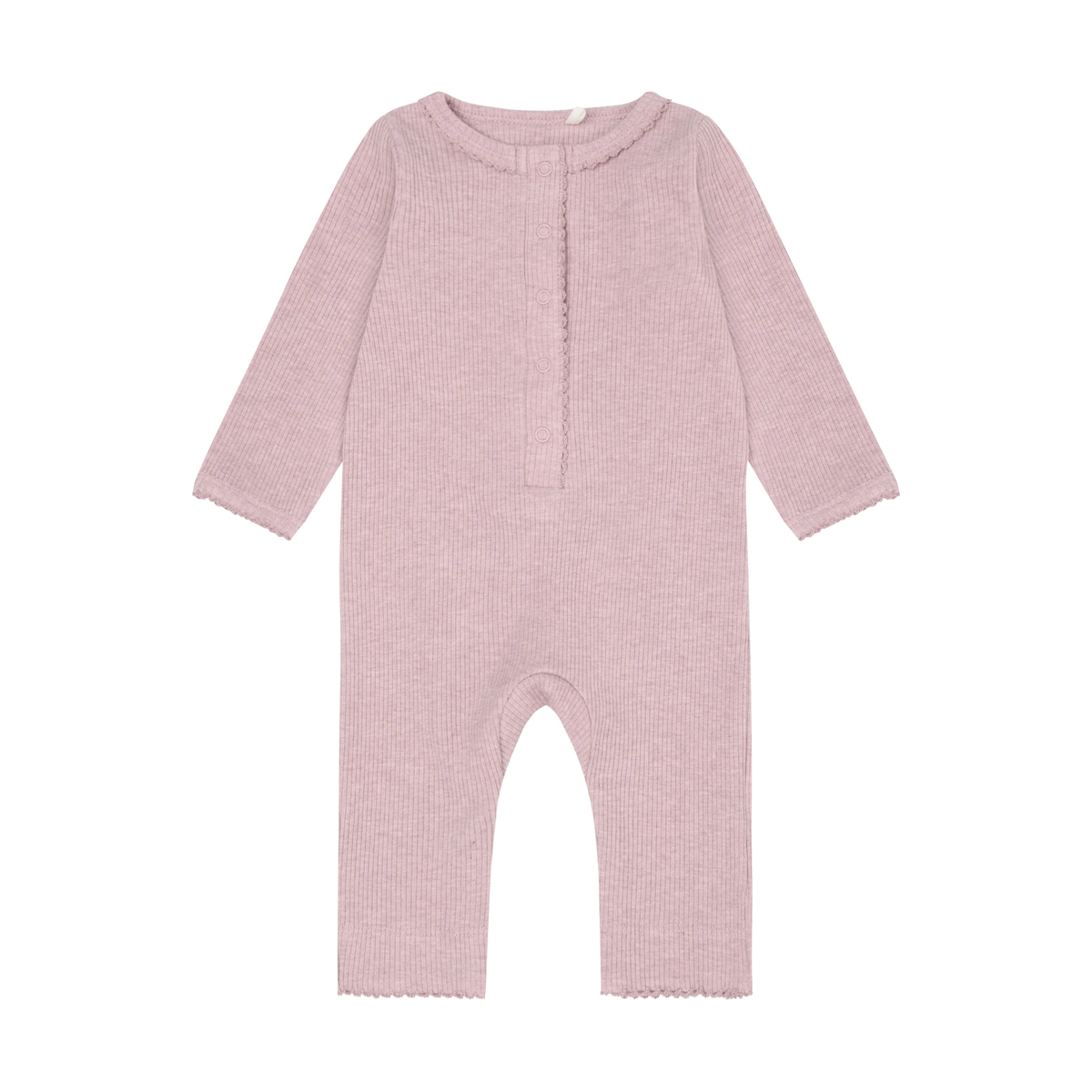 Fixoni Romper LS Melange Rib - Pale Mauve Melange - hatshoe