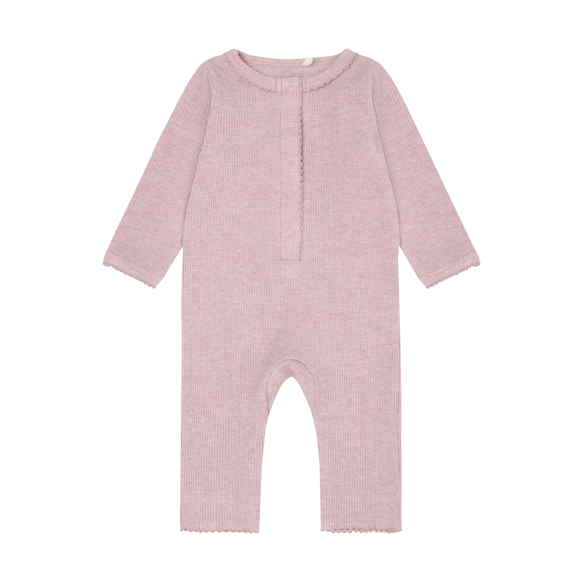 Fixoni Romper LS Melange Rib - Pale Mauve Melange - hatshoe