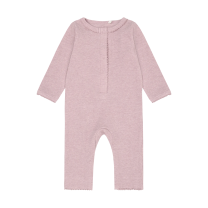 Fixoni Romper LS Melange Rib - Pale Mauve Melange - hatshoe