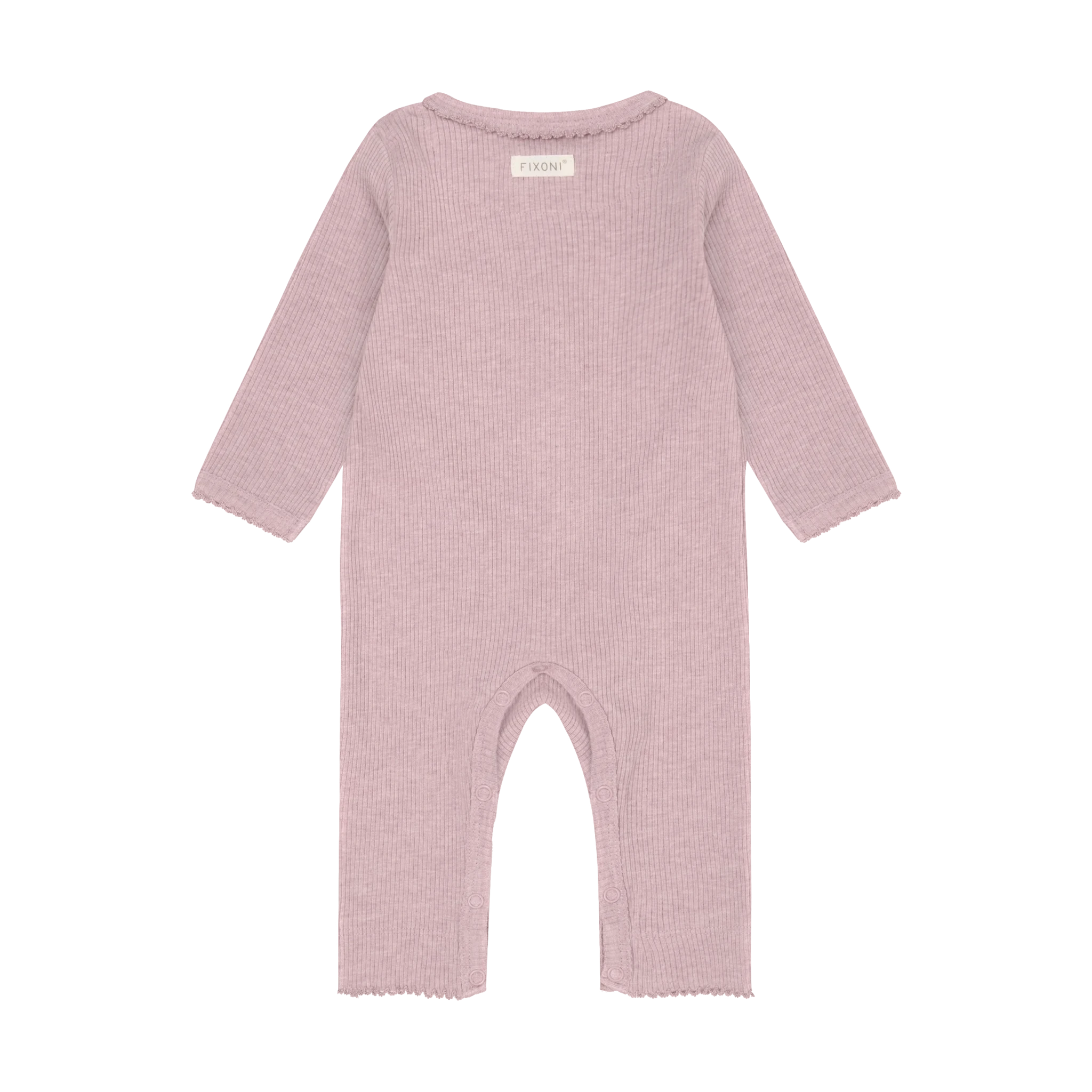 Fixoni Romper LS Melange Rib - Pale Mauve Melange
