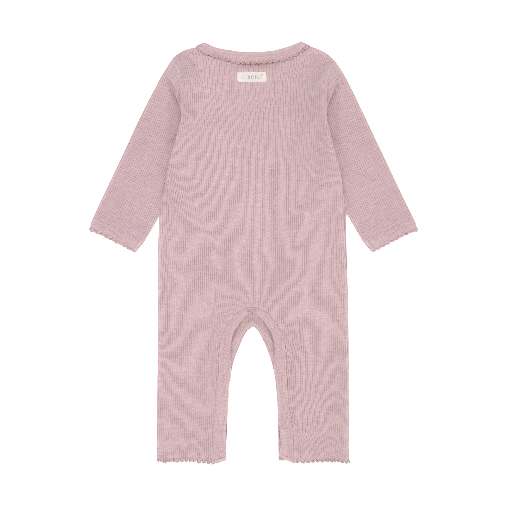 Fixoni Romper LS Melange Rib - Pale Mauve Melange - hatshoe