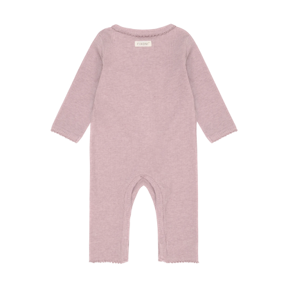Fixoni Romper LS Melange Rib - Pale Mauve Melange - hatshoe
