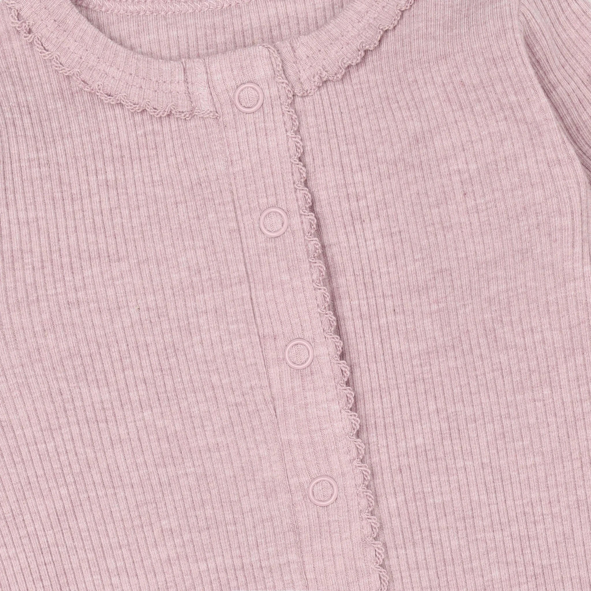 Fixoni Romper LS Melange Rib - Pale Mauve Melange