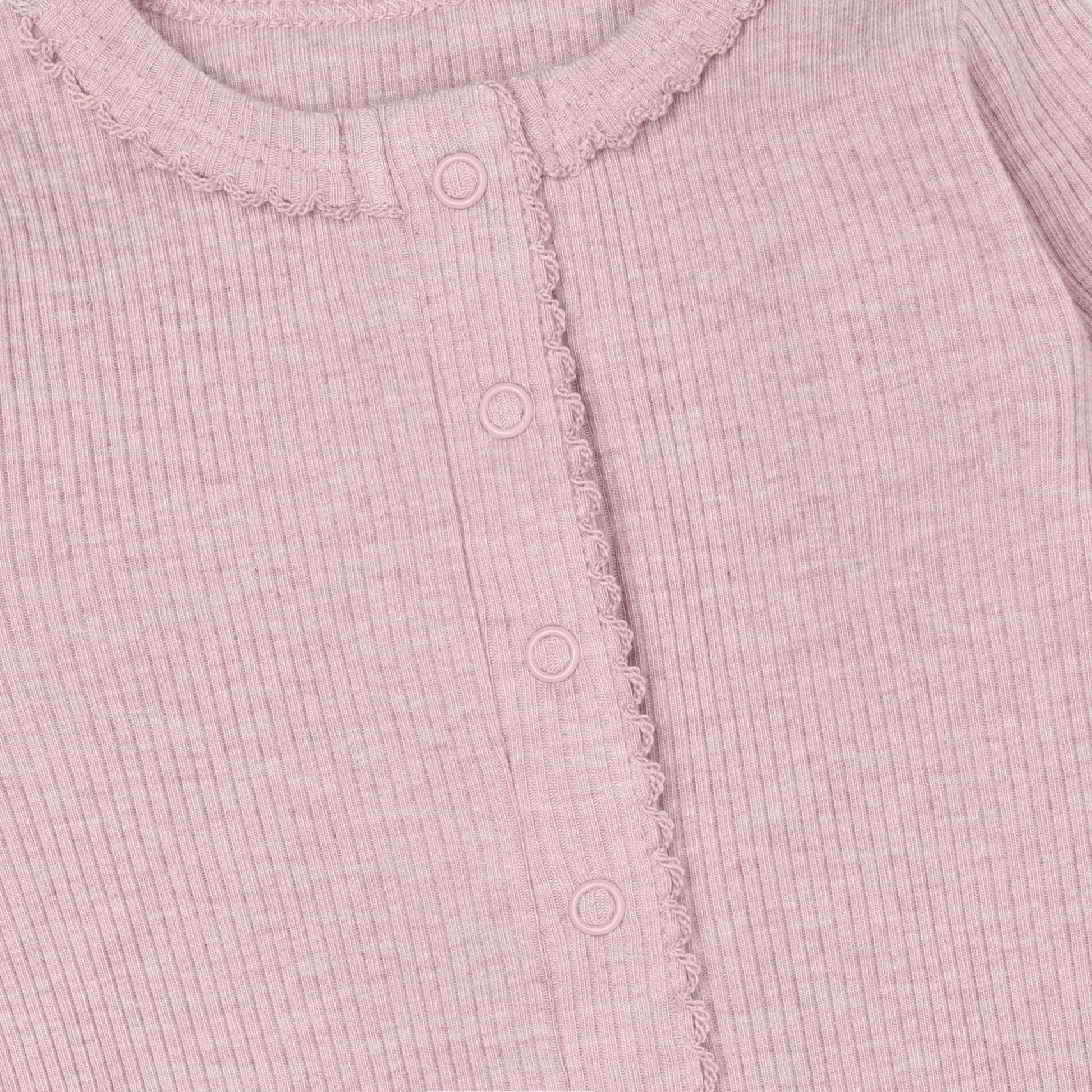 Fixoni Romper LS Melange Rib - Pale Mauve Melange - hatshoe