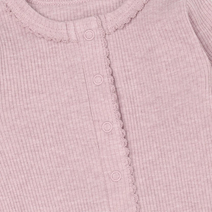 Fixoni Romper LS Melange Rib - Pale Mauve Melange - hatshoe